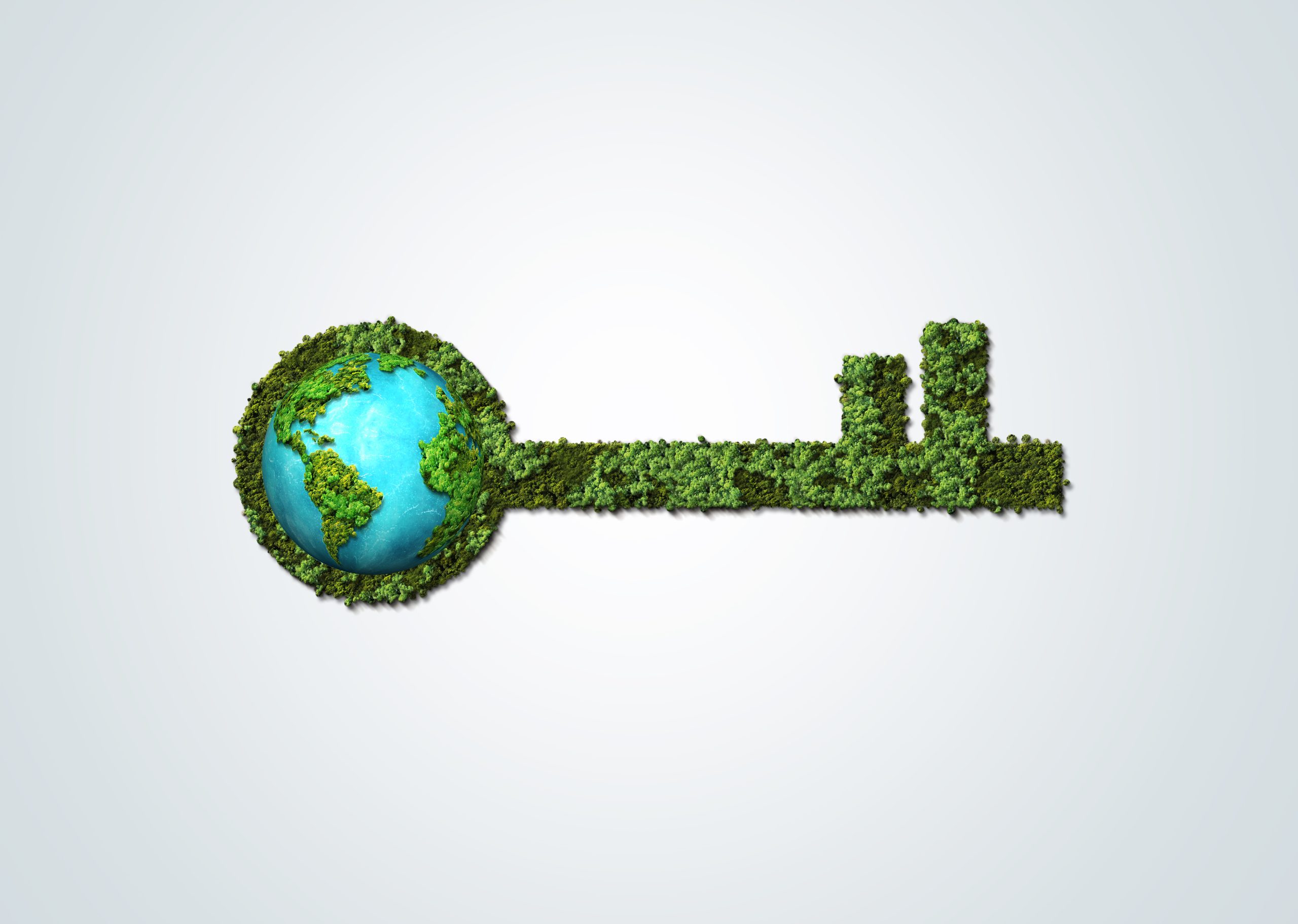 Green Key of earth. Environment day concept